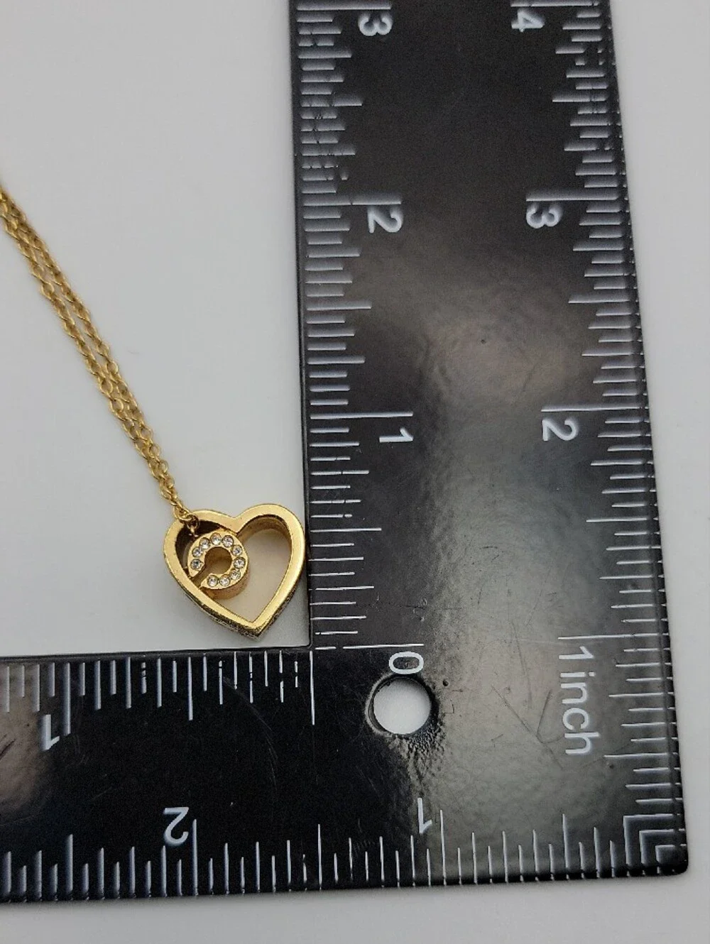 Coach Heart Pendant Necklace Gold Tone with Crystal Accent